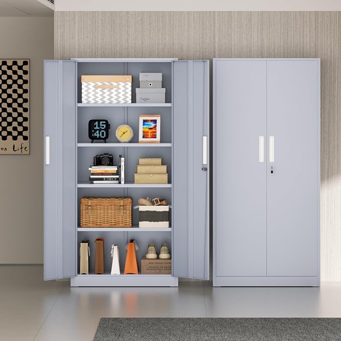 Incbruce 72” Metal Storage Cabinet, Locking Steel Storage Cabinet - Image 4