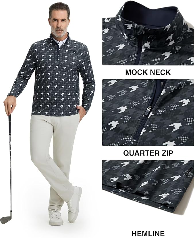 M MAELREG Quarter Zip Golf Pullover Men Dry Fit Long Sleeve Performance Wicking - Image 3