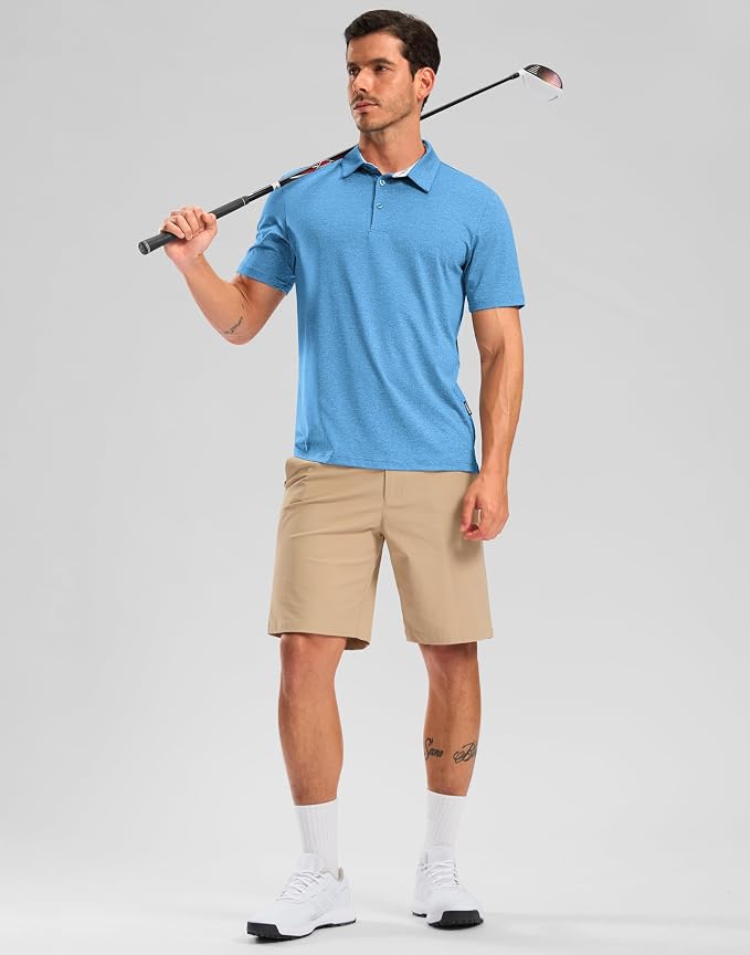 Golf Shirts Heather Polo Short Sleeve Dry Fit Lightweight Moisture Wicking - Image 6