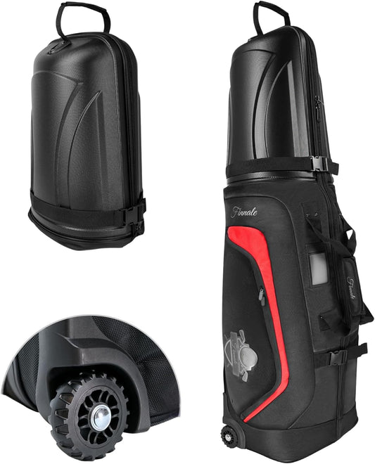 Golf Travel Bags for Airlines with Wheels, Hard Case Top, 1680D Ballistic Nylon, and Tank Wheels - TSA Lock and Dust Bag Included - Light & Easy to Maneuver Waterproof Golf Club Protection