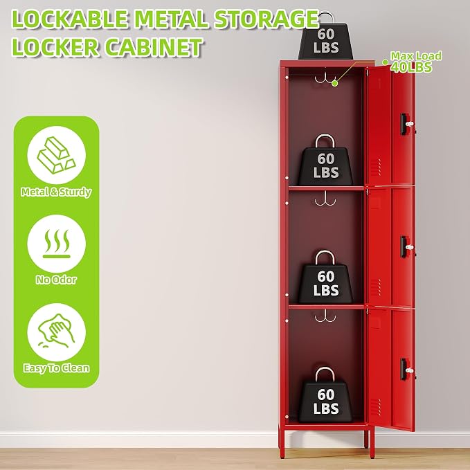 Aobabo 16" W 3 Door Metal Storage Locker - Image 5