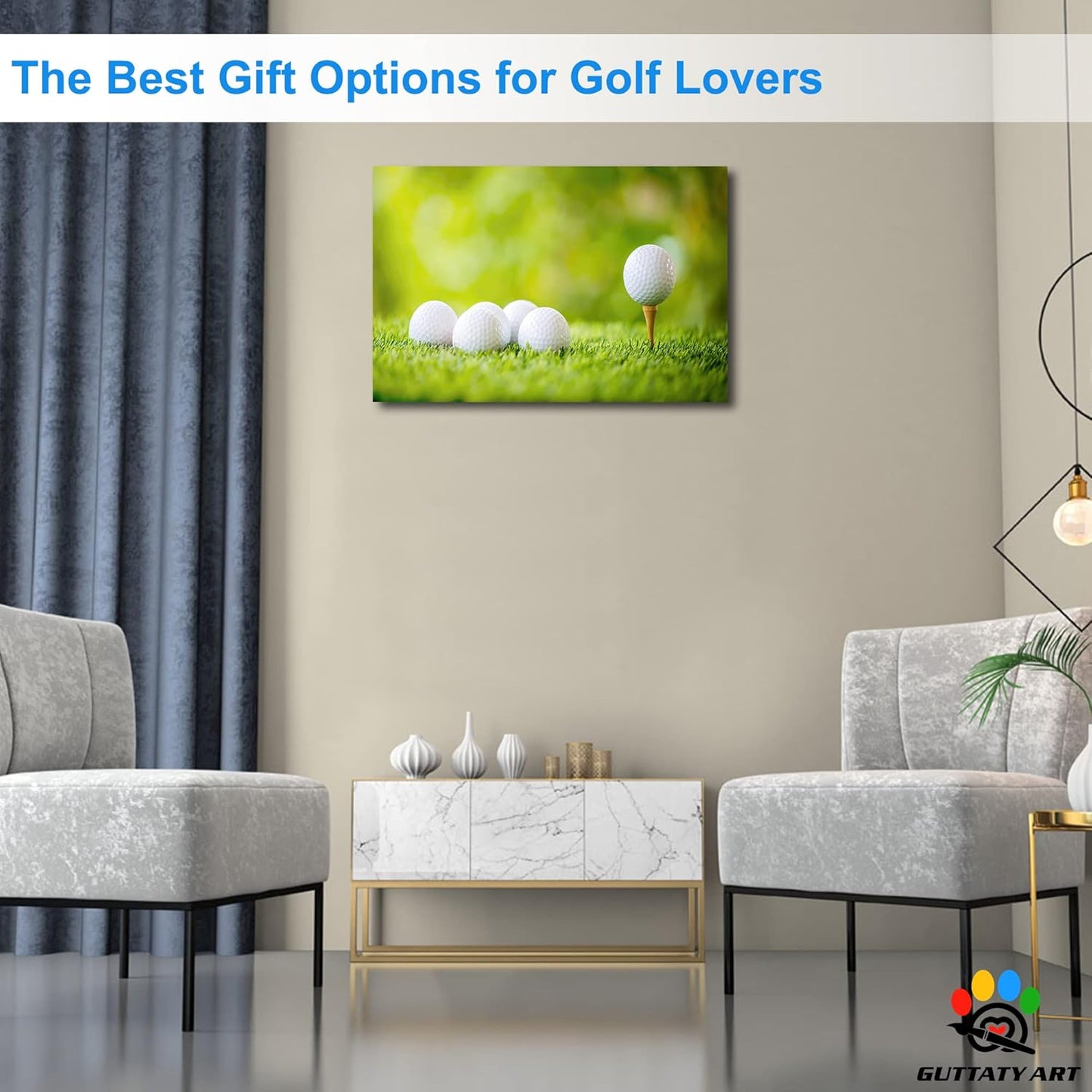 GUTTATY Golf Wall Art, Golf Pictures Posters Canvas Print Wall Decor for Golfer's Man Cave Home Ofice Ready to Hang (12x18 Inches)