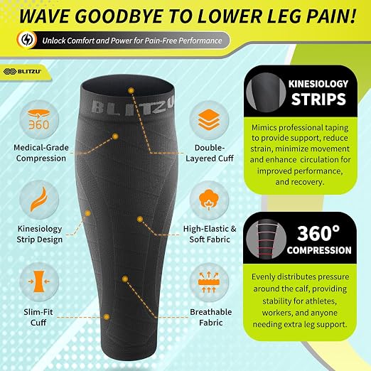 BLITZU 3 Pairs Calf Compression Sleeves - Image 4