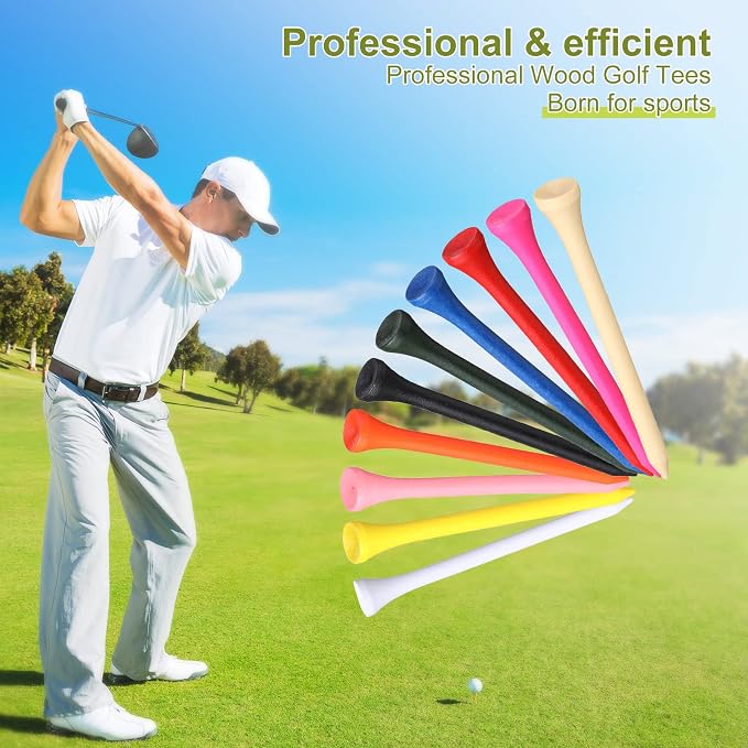 Vinsot Wood Golf Tees Bulk 3-1/4 Inch Unbreakable Long Colored Tall Golf Tees - Image 6