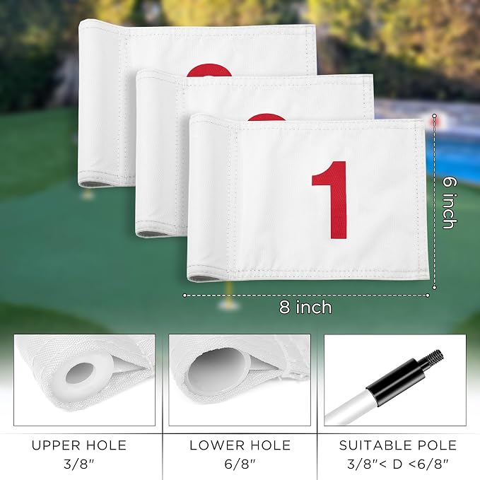 KINGTOP Numbered Golf Flag All 8x6 Inch – Upgraded Dual-Layer 420D Nylon - Image 3