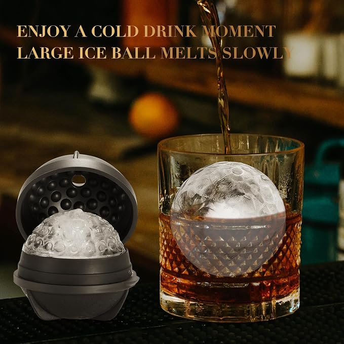 Golf Gifts Ball Ice Maker Mold set of 4, 2.5" Large Sphere Round Ice Cube Mold - Image 5
