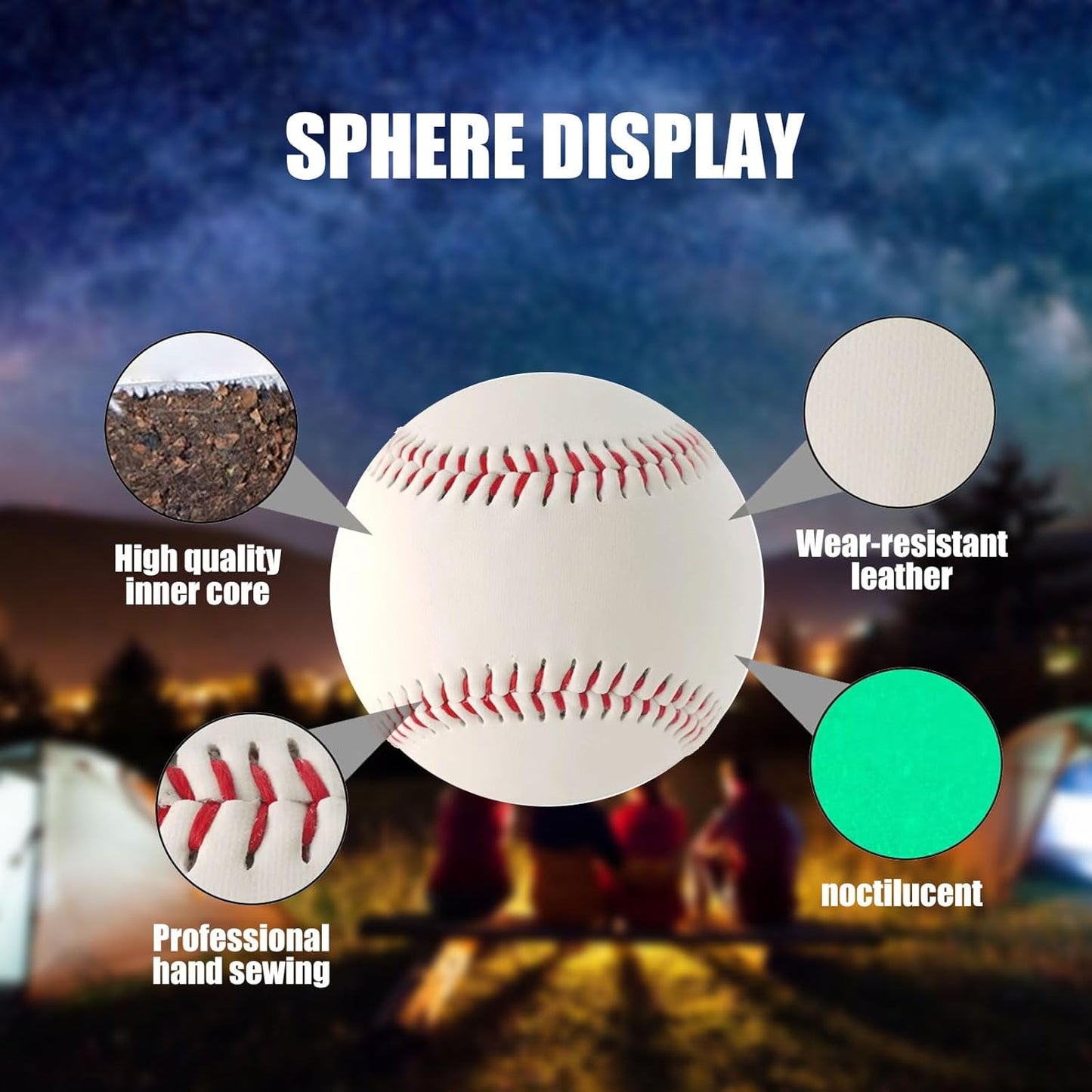 2 Pack Glow in The Dark Baseball Light up Glow Balls for Playing Catch and Hit Games at Night Official Size Gift for Boys and Girls, and Baseball Fans Outdoor