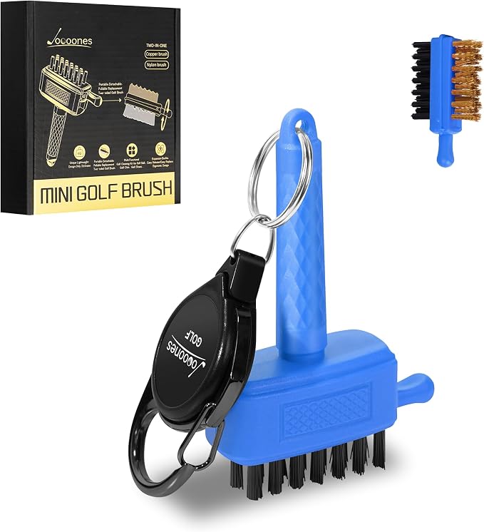 Mini Golf Brush with Nylon/Brass Bristles and Retractable Keychain by Joooones