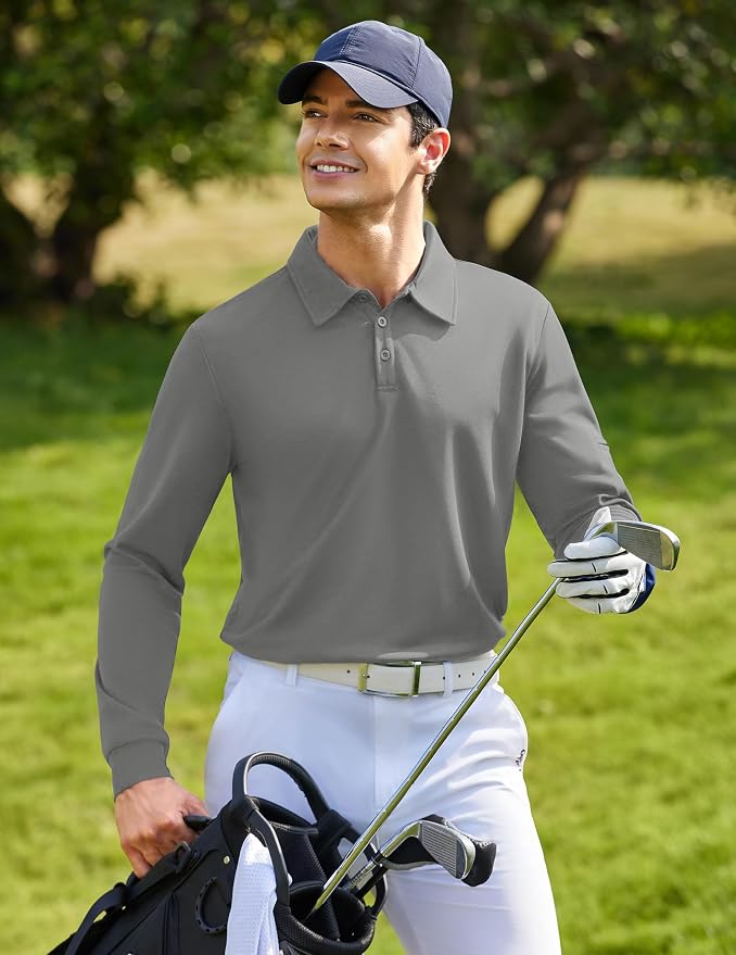 Deyeek Men's Polo Shirts Long Sleeve Golf Polo Shirts - Image 5