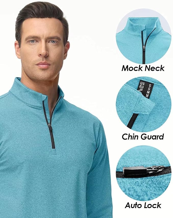 Boladeci Men's Quarter Zip Pullover Premium Fleece Lined Heather Long Sleeve - Image 4