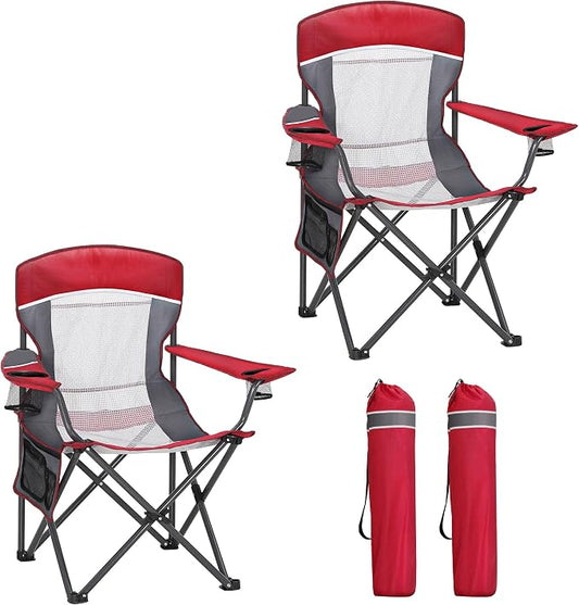 HIGH POINT SPORTS Oversized Portable Mesh Camping Folding Chair by HIGHPOINTSPORTS