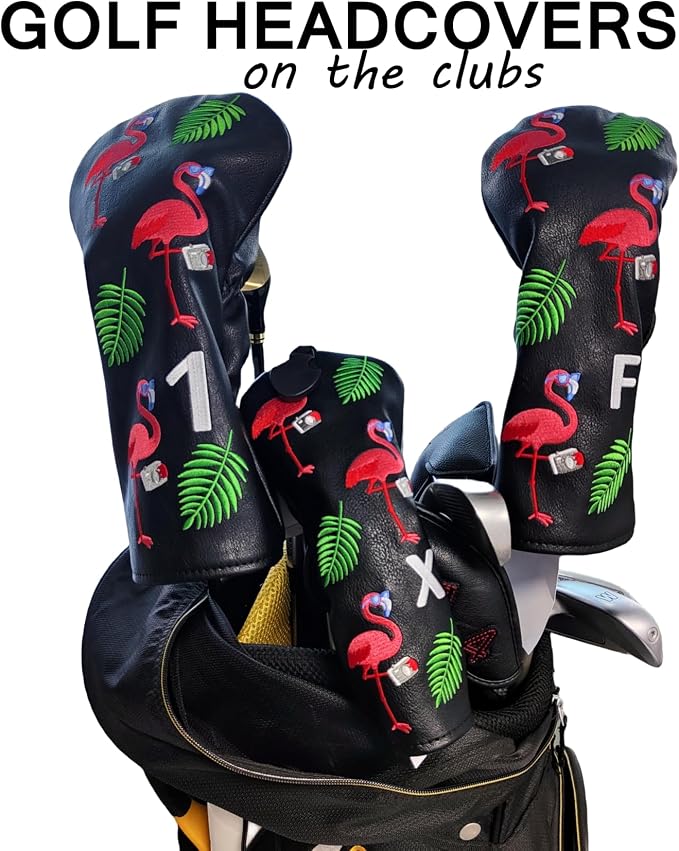 Flamingo Golf Club Headcover 3 Wood Head Cover Golf Premium（PU Leather Driver - Image 2