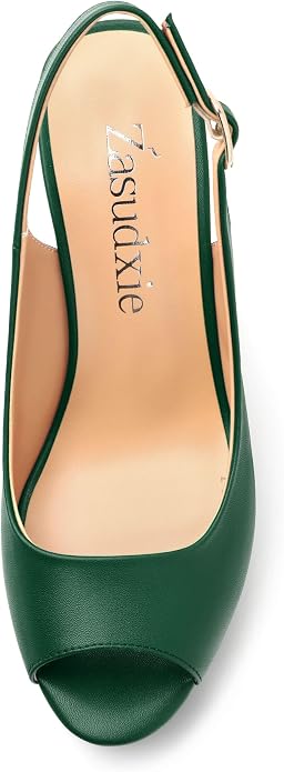 Womens Peep Toe Wedge Heels Matte Fashion Cork Slingback Pumps Platform Wedge - Image 3