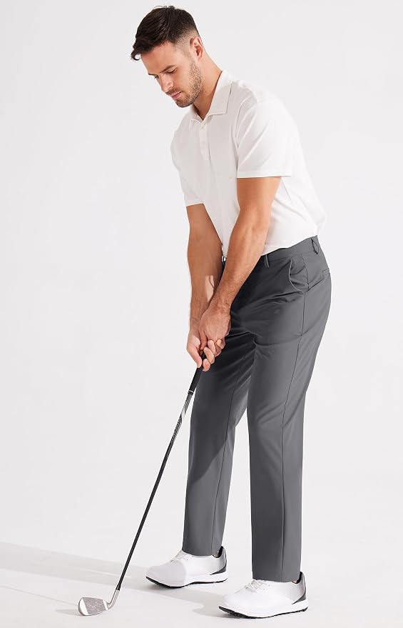 Libin Men's Golf Pants Classic Fit Flat Front Work Dress Pants 29" 31" 33" - Image 5