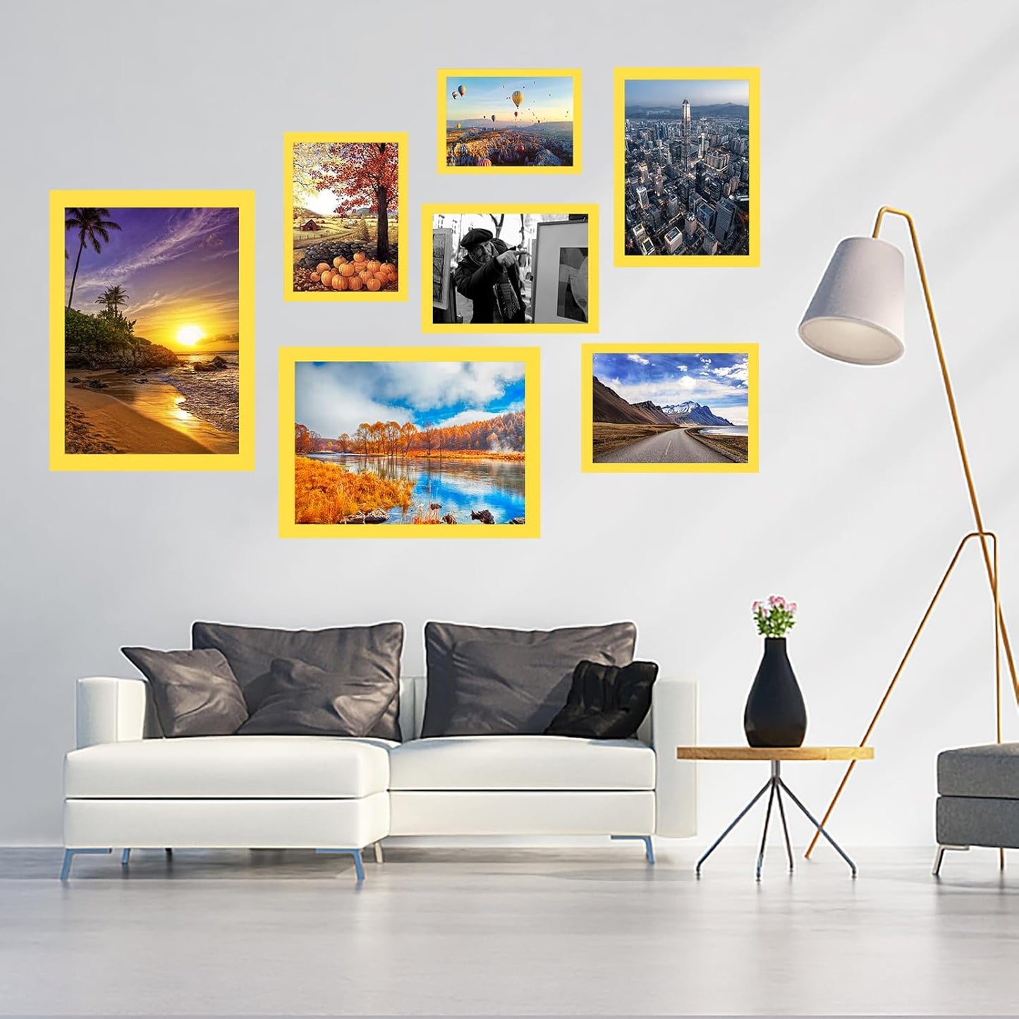 10x14 inch Wood Picture Frames for Wall Hanging,Diamond Painting Frames Rectangle Baby Scan Picture Frame for Family Walls Decoration,Anniversary,Wedding,Christmas,Halloween,Shower,Certificate (Yellow)