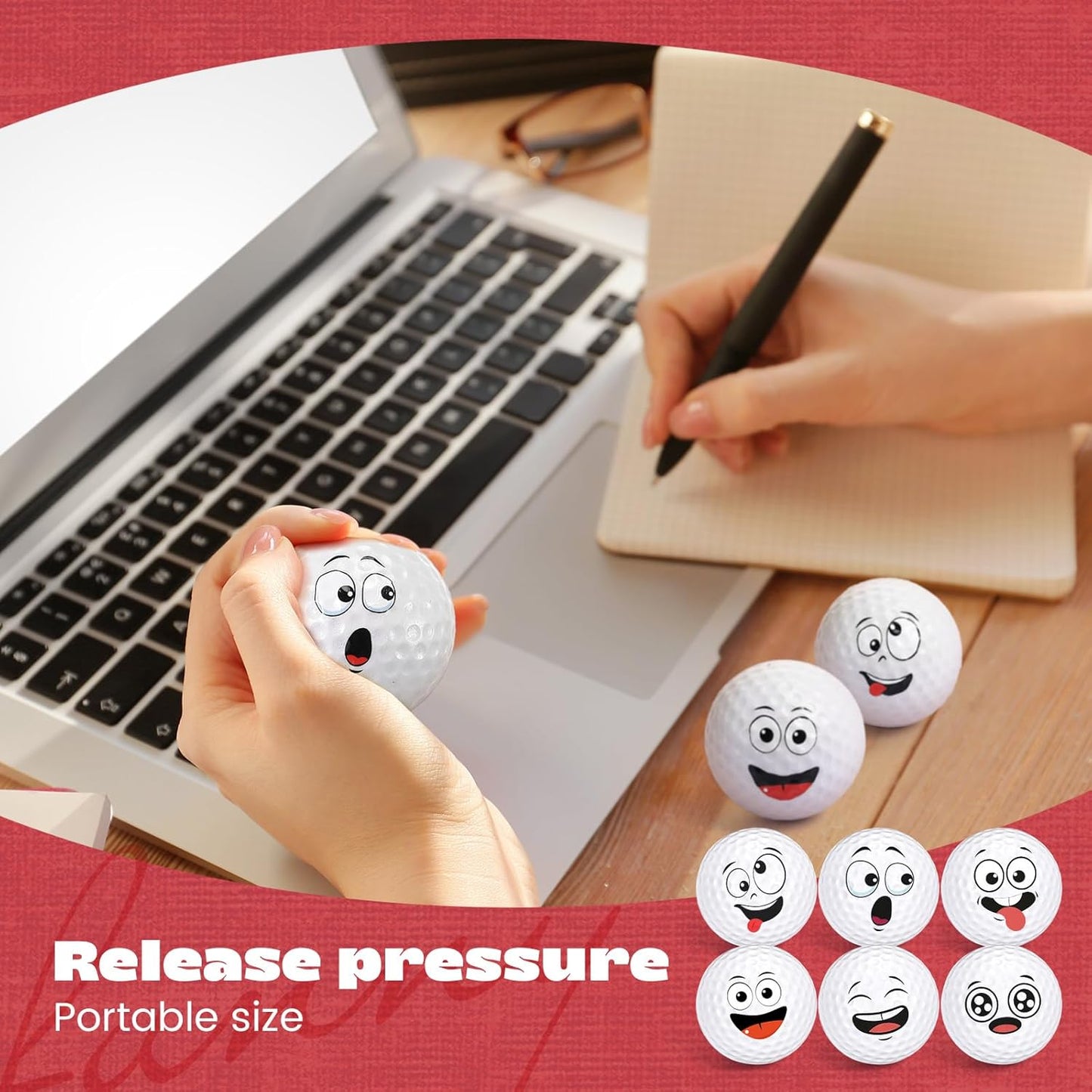 12 Pcs Mini Face Stress Balls for Boys Girls Sport Funny Face Squeeze Foam Balls for Stress and Anxiety Relief for Party Favors Birthday Gift Decoration(Golf)