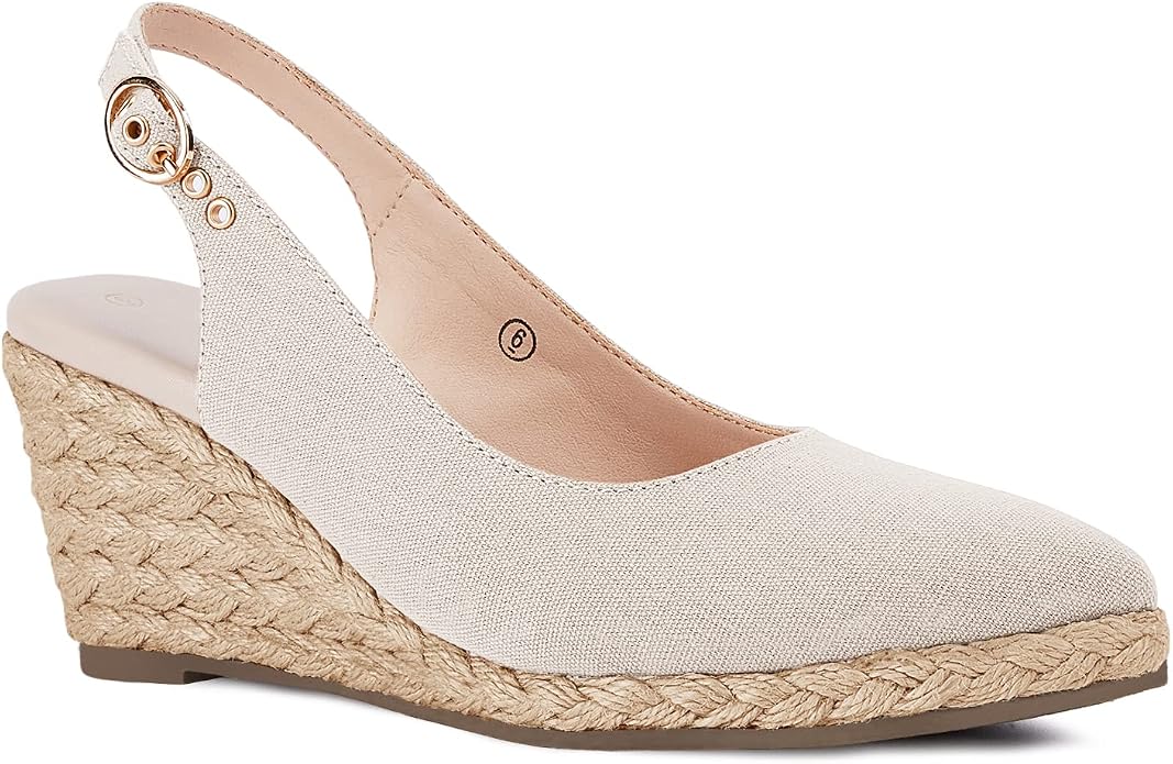 Juliet Holy Womens Wedge Sandals Espadrilles Closed Toe Slingback Buckle Strap by JulietHoly