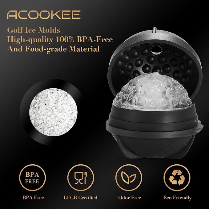 Golf Gifts Ball Ice Maker Mold set of 4, 2.5" Large Sphere Round Ice Cube Mold - Image 2