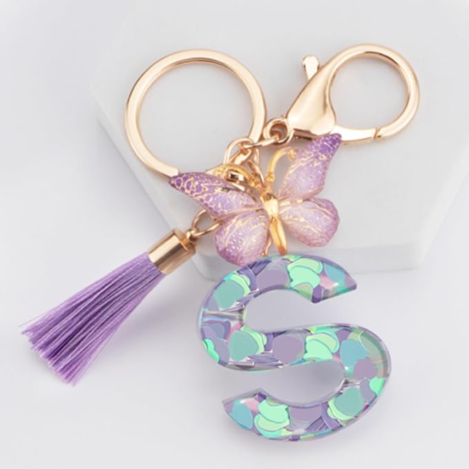 Suweibuke Colourful Cute Initial Letter Keychains - Image 2