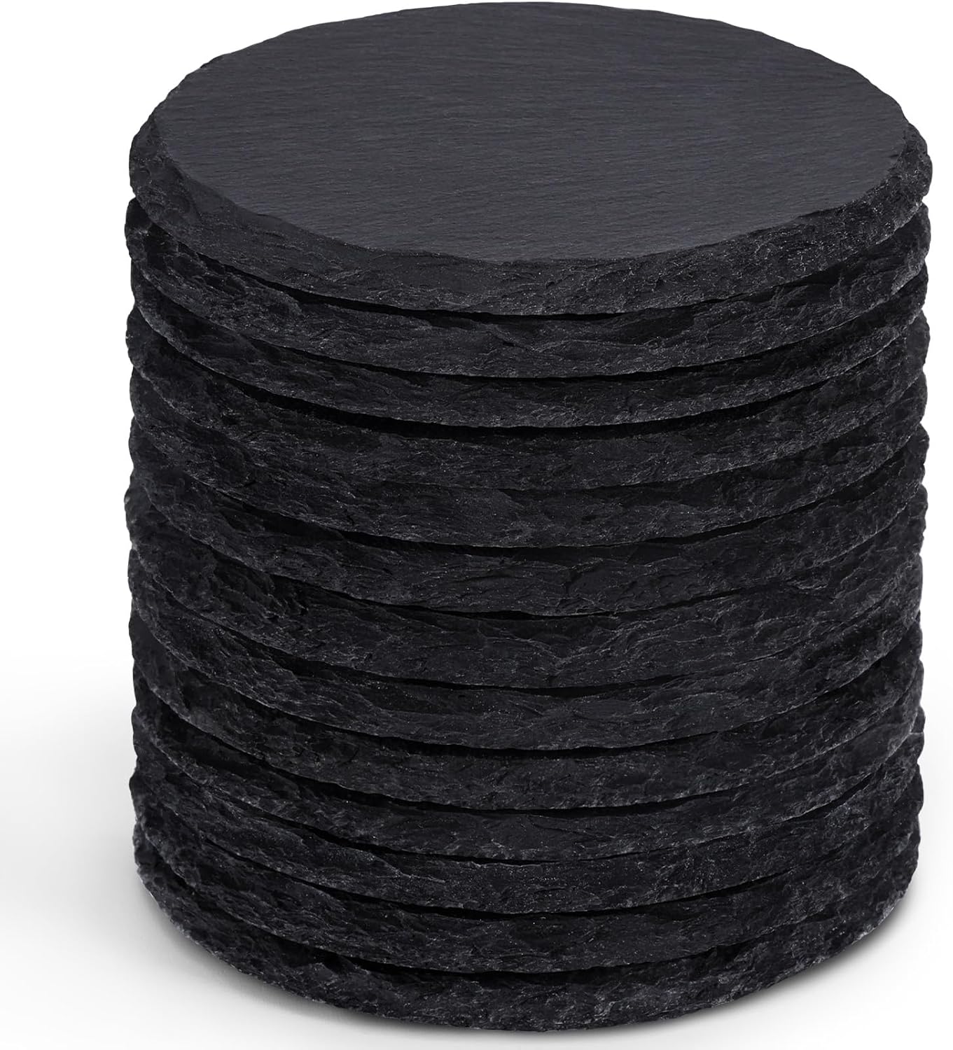 13 Pieces Slate Drink Coasters, GOH DODD 4 Inch Black Coasters Stone Coaster Set, Laser Engraving Blanks with Anti-Scratch Bottom for Home Office Bar Outdoor Housewarming Gifts Wedding Party, Round
