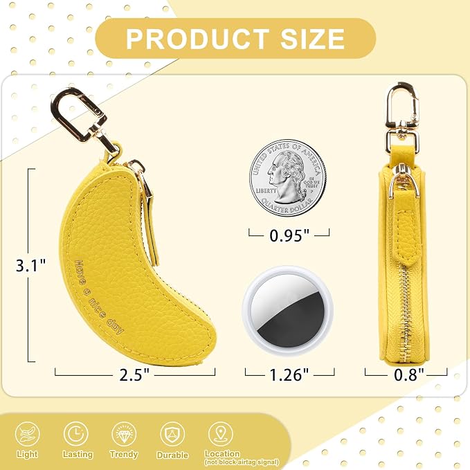 XSUIOY Orange Fruit Coin Purse Keychain Bag Charm, Mini Leather Coin Purse & - Image 2