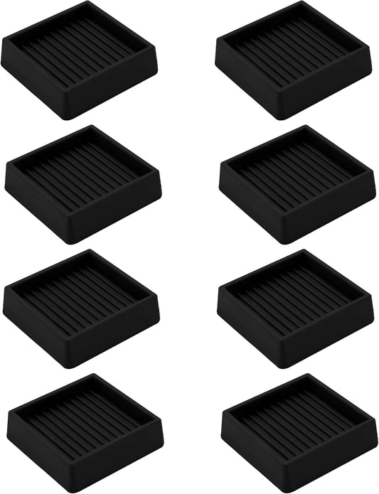 2.5X2.5 Rubber Caster Cups, Non Slip Furniture Pads, Anti-Slip Gripper, Anti Skid Furniture Feet, Anti Slide Floor Protector for Bed Couch Stoppers - 8 Pack Black