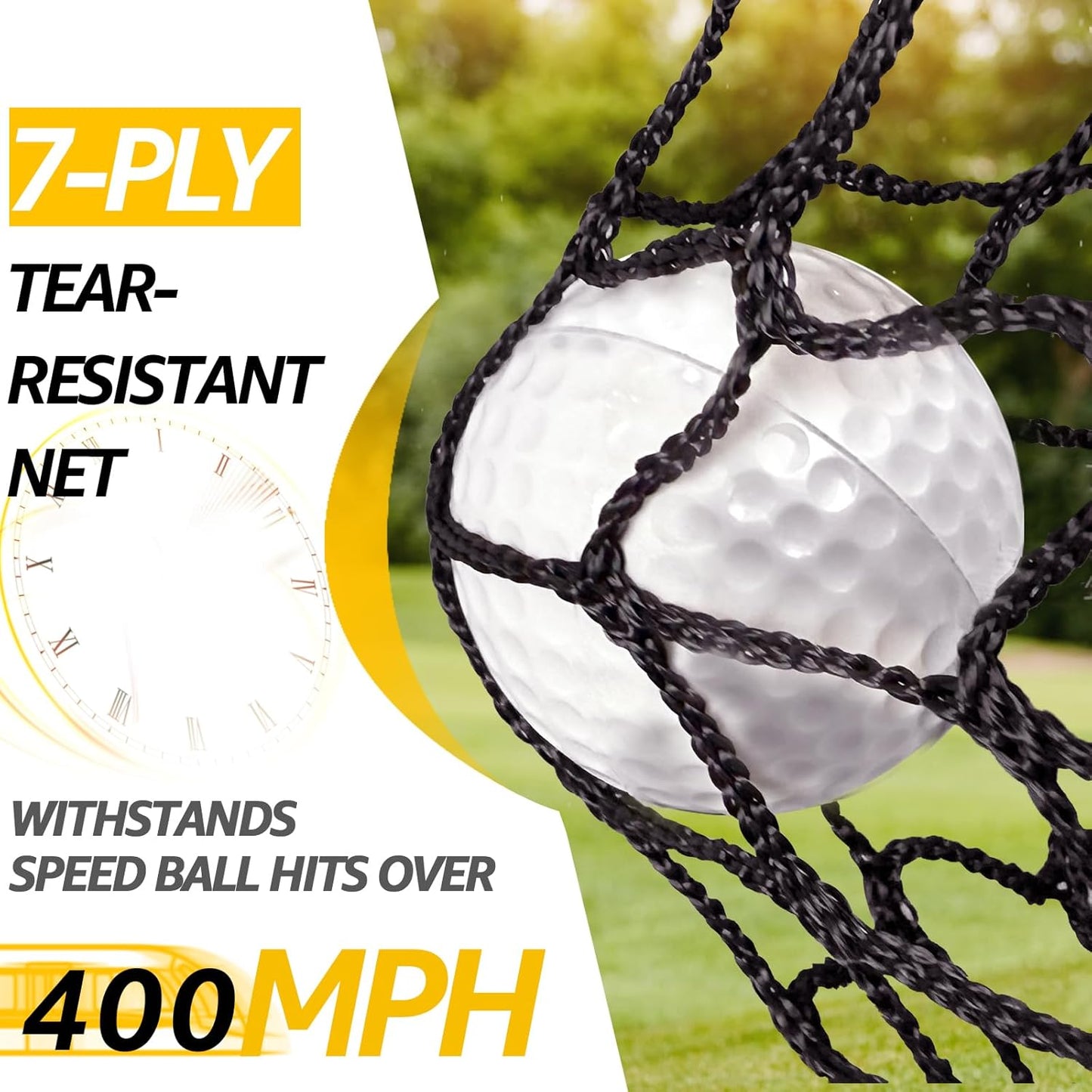 10 ×7 FT Golf Practice Net, Heavy Duty Golf Hitting & Training Net with Target Mat, 8 Balls & Tees, Driving Chipping Net for Backyard, Indoor Outdoor Use, Includes Carry Bag