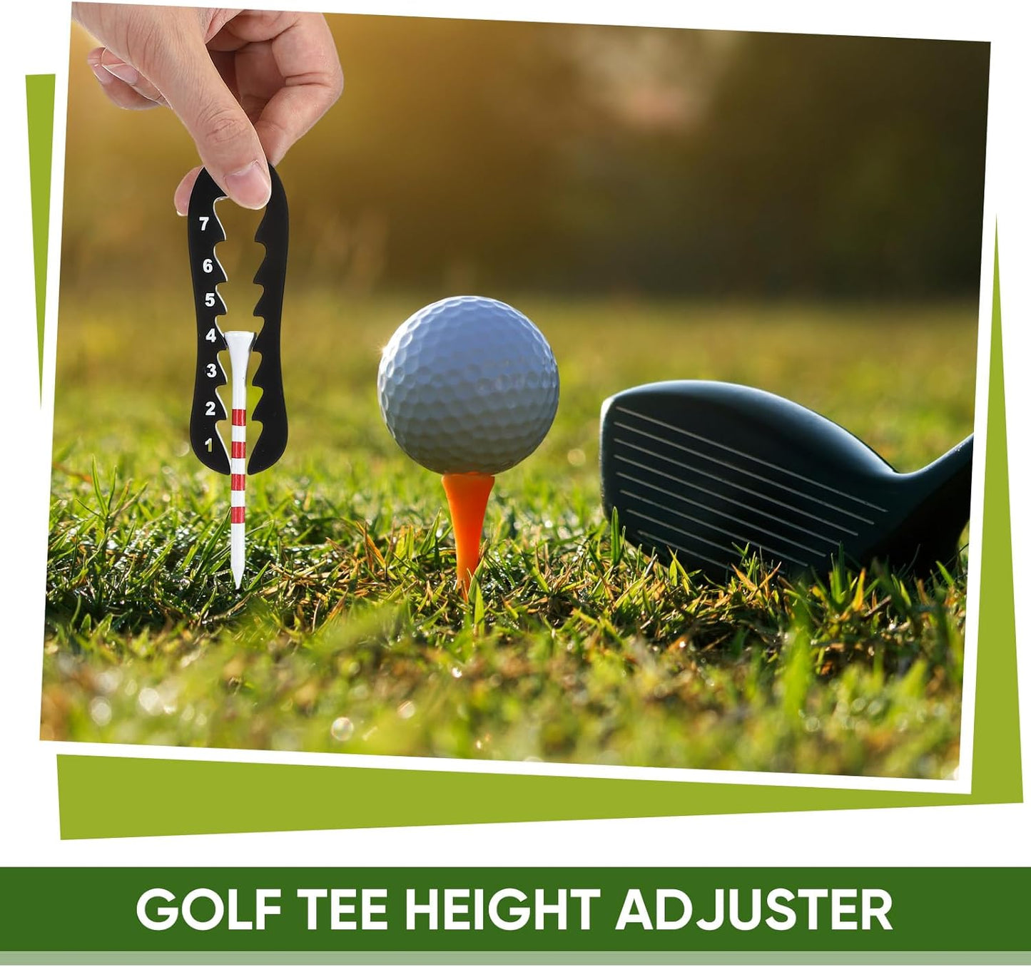 2 Pcs Golf Tee Height Adjuster Acrylic 7 Settings Adjustments Tee Height Positioner Golf Accessories Training Aid Setter for Consistent Swings for Indoor Outdoors