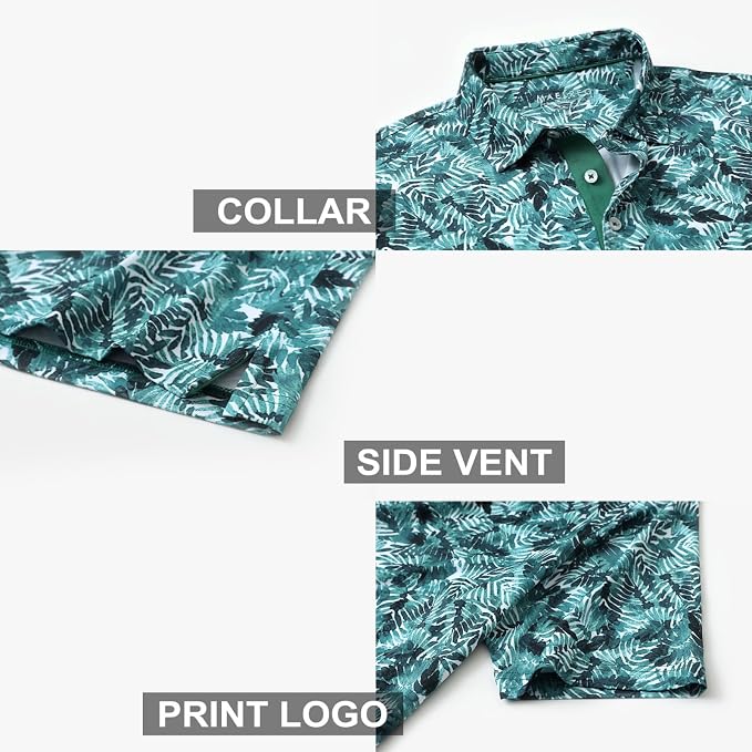 Golf Shirts for Men Dry Fit Short Sleeve Print Performance Moisture Wicking - Image 4