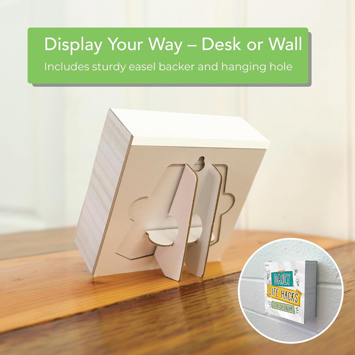 2026 Daily Life Hacks Desktop Calendar | Day To Day Tear Off Calendar with 365 Interesting Hacks & Facts for Everyday of the Year, Fun Box Calendar Gift For Men or Women, Christmas Stocking Stuffer Gift for Home or Office