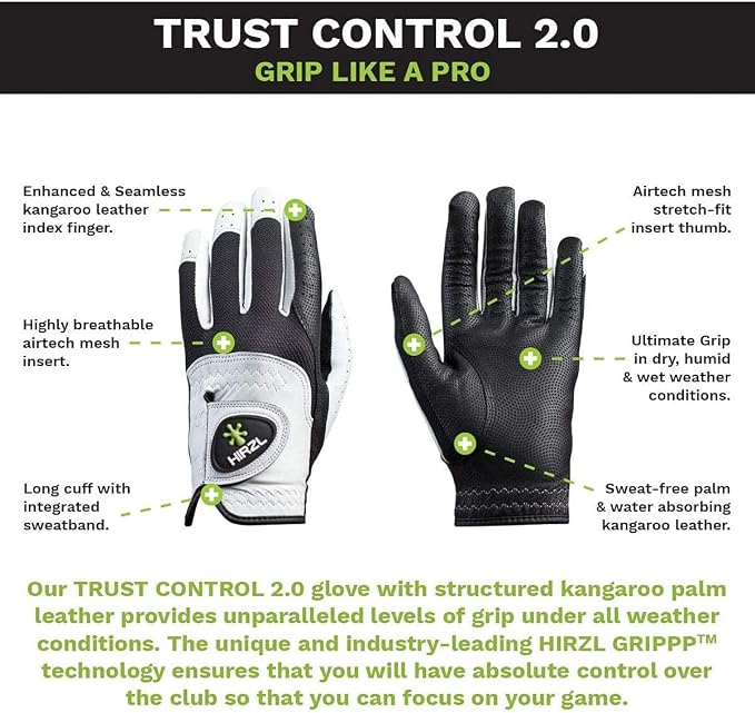 HIRZL Trust Control 2.0 Golf Gloves, All Weather Mens Golf Glove, Kangaroo - Image 4
