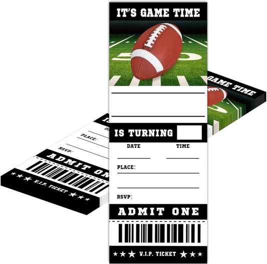 20 Football Game Ticket Invite Cards-Football Birthday Invitation with Envelopes for Teens kids Adults-Sports Birthday Cards-Party Favor & Supplies (3×8 inch)-A14