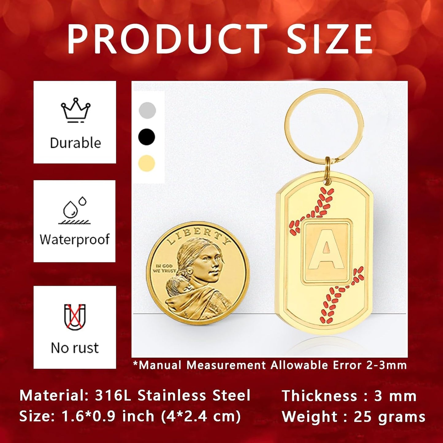 Initial Keychain Gifts for Men,Baseball Dog Tag Mens Keychains for Men Him Dad