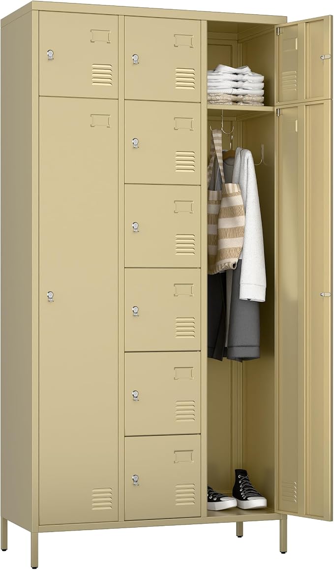 METAN Metal Locker for School Office Gym Bedroom, 10 Doors Steel Storage Locker by METAN