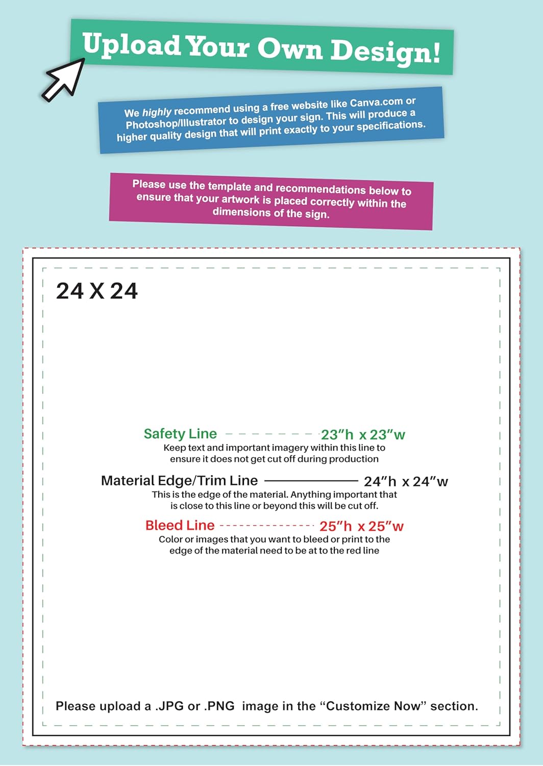 24x24" Double Sided Customizable Outdoor Yard Sign made from Corrugated Plastic with Metal "H" Stake, Easy to Design, Sign for Business, Garage or Yard Sale, Home, Office, (24" x 24")