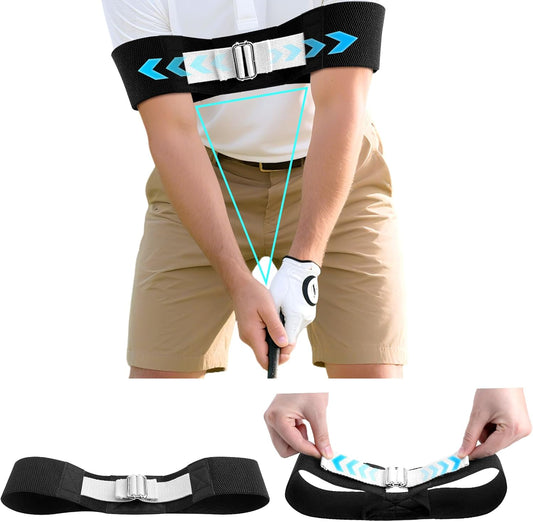 Adjustable Golf Swing Trainer Arm Band-Golf Training Aid with Metal Button for Customized Fit-Enhance Muscle Memory for All Skill Levels-Great Gift for Golfers