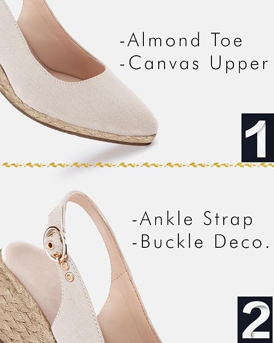 Juliet Holy Womens Wedge Sandals Espadrilles Closed Toe Slingback Buckle Strap - Image 4