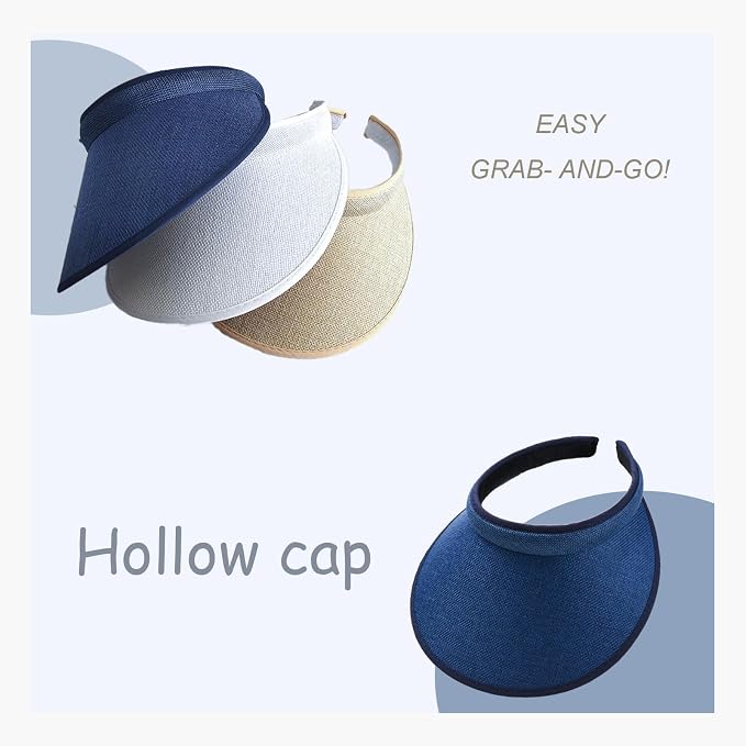 Cloth Covered Slip-On Visor for Women, Adjustable Cap Sports Sun Visors for Men - Image 2