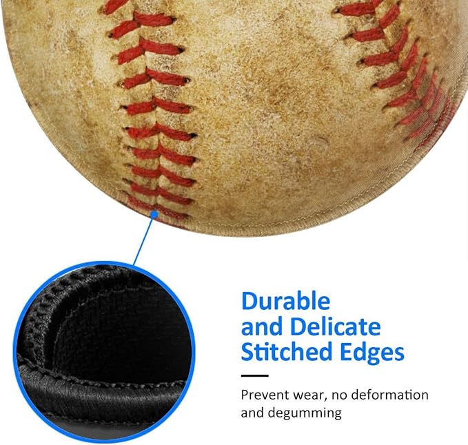 Vintage Worn Baseball Ball Round Mouse Pad, Small Gaming Mousepad - Image 4