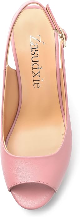 Womens Peep Toe Wedge Heels Matte Fashion Cork Slingback Pumps Platform Wedge - Image 3