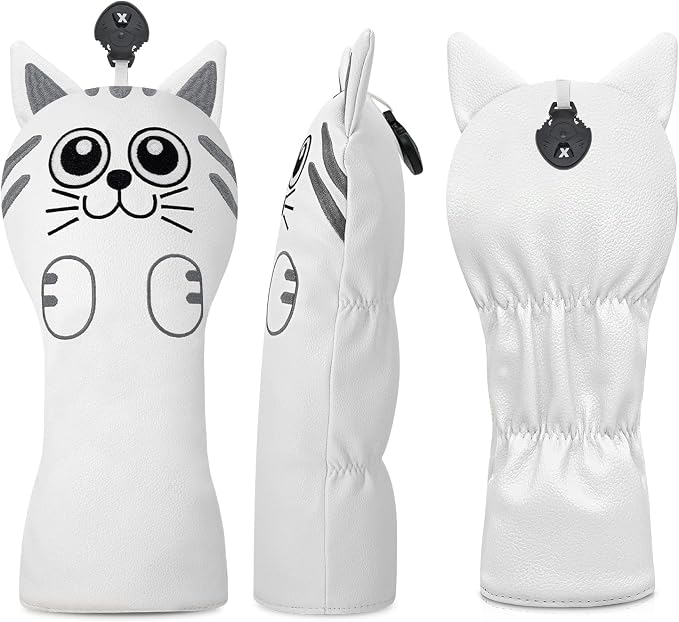 Golf Kitty Head Cover Golf Club White Leather Headcovers 1pc/4pcs Set Fits - Image 6