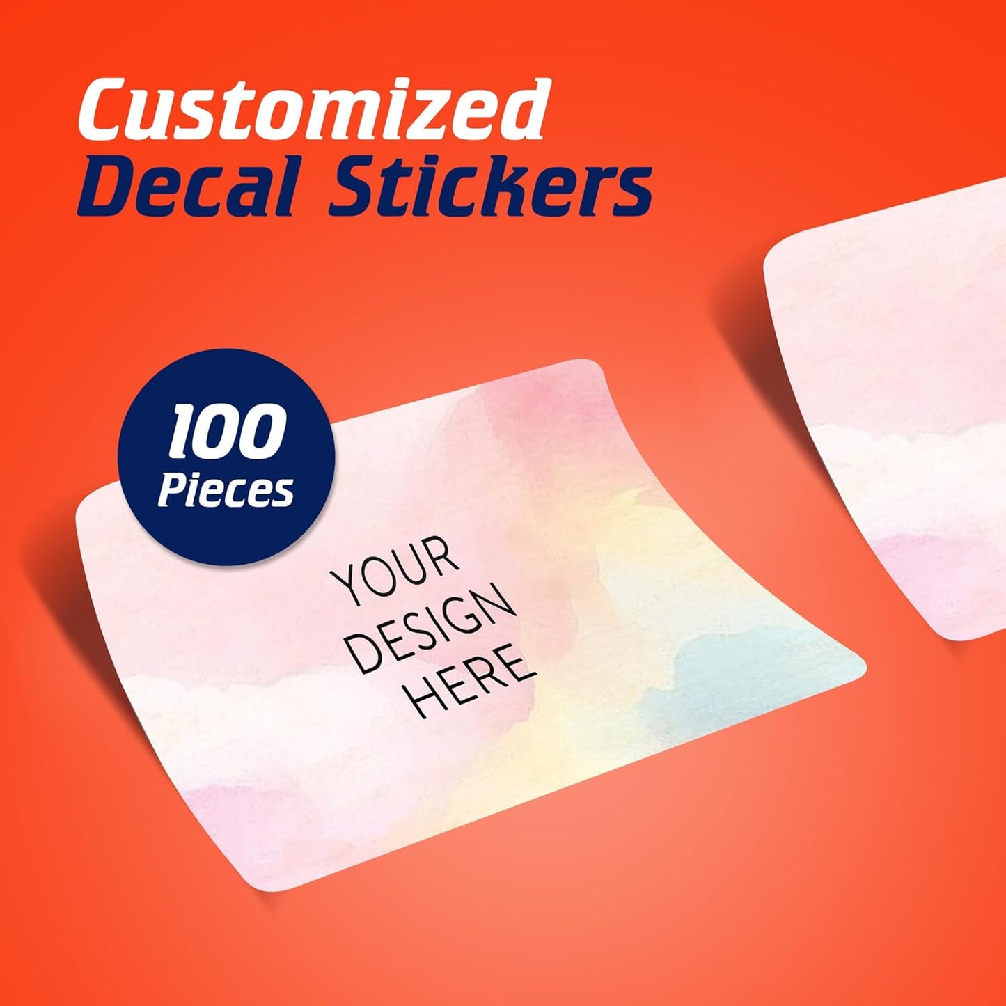 100 Custom Vinyl Stickers - Upload Your own Image, Text, Design, Logo - Personalized Logo Labels for Handmade, Packaging, Bottle, Jars, Candle, Brand Stickers (Watercolor, 5x3)