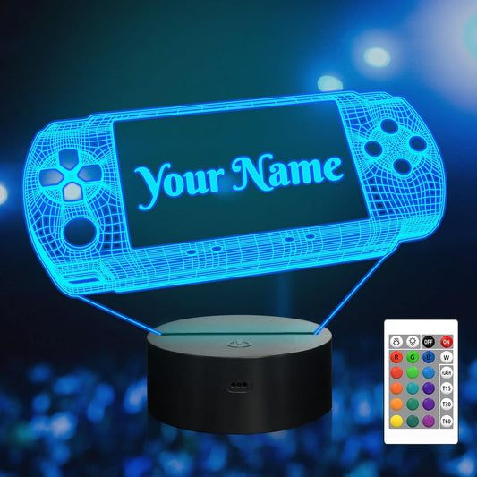 Attivolife Personalized 3D Game Theme Night Light, Table Desk Lamp Engraved Name Letter, Multicolor Custom LED Best Home Decor Birthday Christmas Gifts Toys for Boys Girls Kids