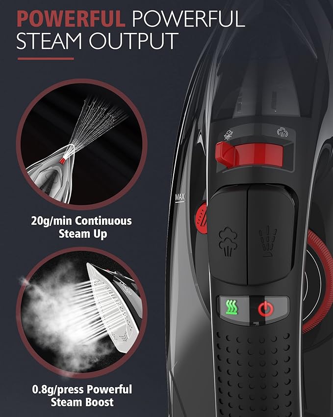 Cordless Iron for Clothes, 1500W Steam Iron - Image 5