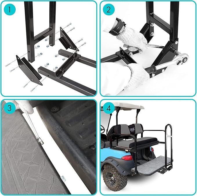 10L0L Universal Golf Cart Rear Safety Grab Bar w/Triangle Reflector Fit - Image 4