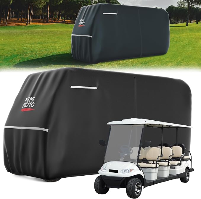 KEMIMOTO 600D Waterproof Golf Cart Cover, Universal Heavy Duty Large 8-Seater by kemimoto