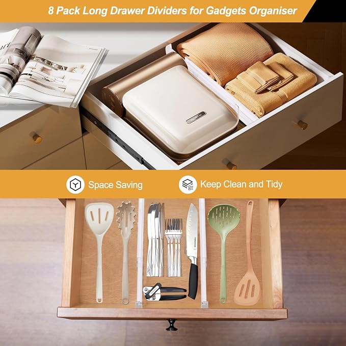 8 Pack Drawer Dividers for Clothes, 2.3" High 13"-21" Adjustable Drawer - Image 6