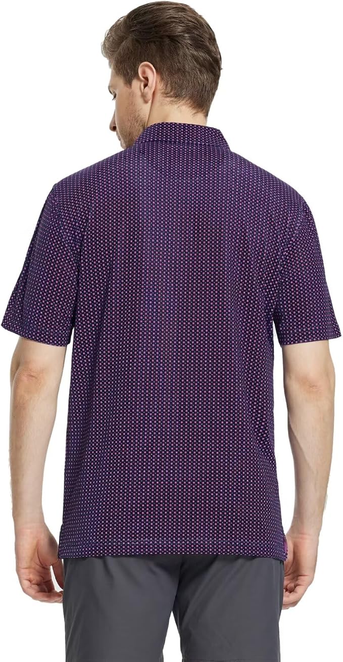 M MAELREG Mens Golf Shirt Short Sleeve Dry Fit Print Moisture Wicking - Image 4