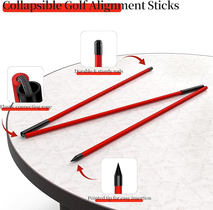 MoKo Golf Alignment Stick, 2 Set Golf Alignment Rods, Posture Corrector - Image 3