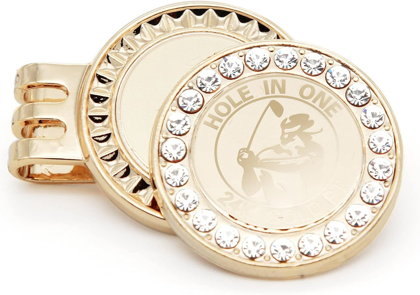 24K Gold Plated Golf Ball Marker with Magnetic Hat Clip - Luxury Golf Gifts for Men, Unique Golf Accessories for Dad, Boss, Husband, Unique Golf Gifts for Men Who Have Everything [ Crystal ]